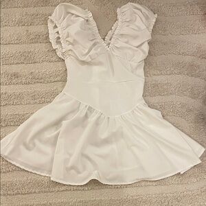 White Ruffled V-Neck Dress